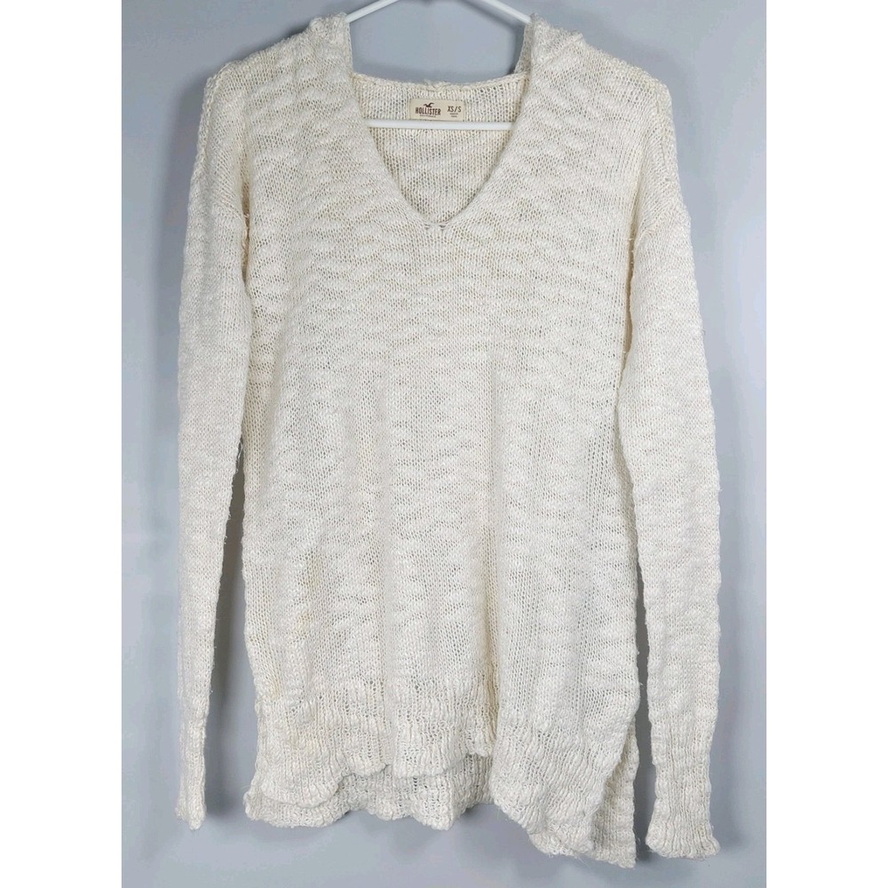 Hollister Knit Sweater Hoodie Pullover Cardigan Cream Womens Size XS/S